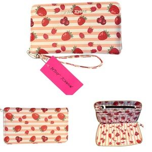 NWT: Betsey Johnson Striped Strawberry Wallet/Clutch